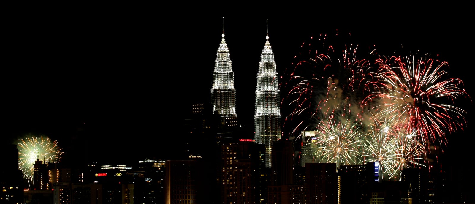 New Year fireworks over the Petronas Twin Towers