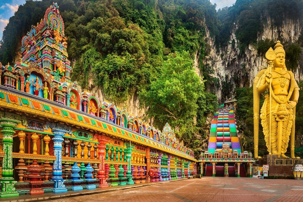Batu Caves rainbow stairs