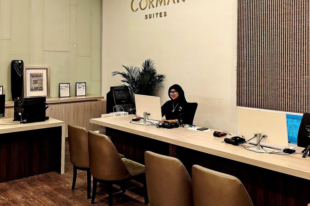 Cormar Suites lobby and front desk