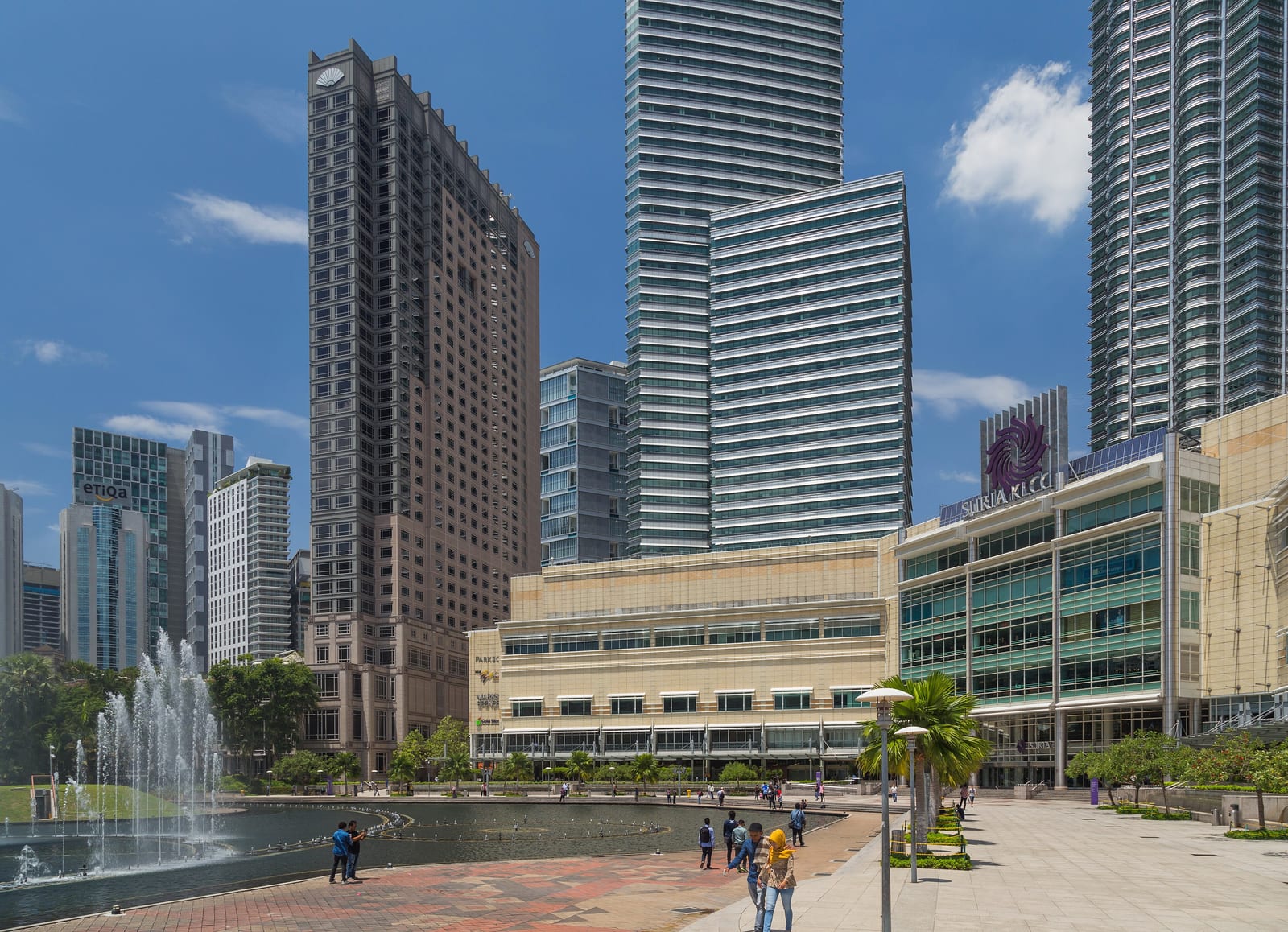 Paths and fountains in KLCC Park, a favourite morning jogging loop